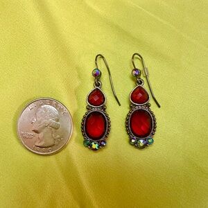 Chic Red Gemstone Drop Earrings